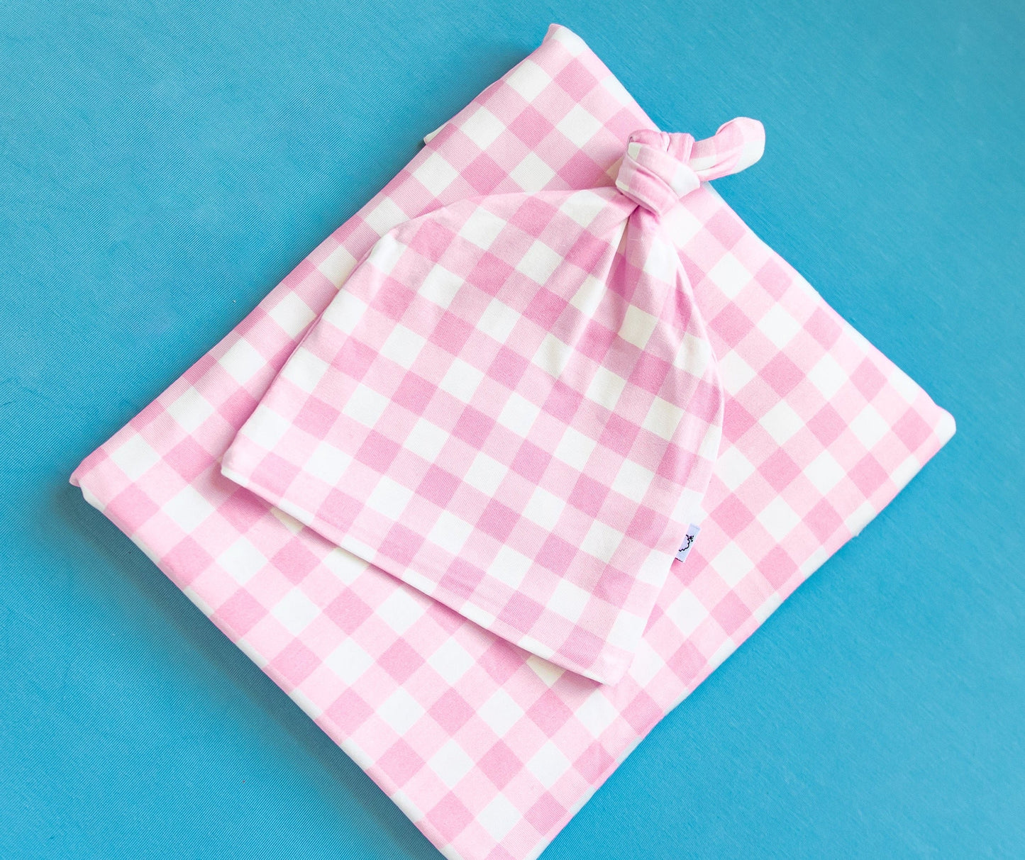 TAFFY PINK GINGHAM DREAM SWADDLE & BEANIE