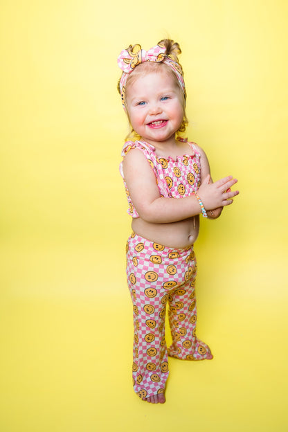 BLUSHIN' CHECKERS DREAM SMOCKED FLARE SET