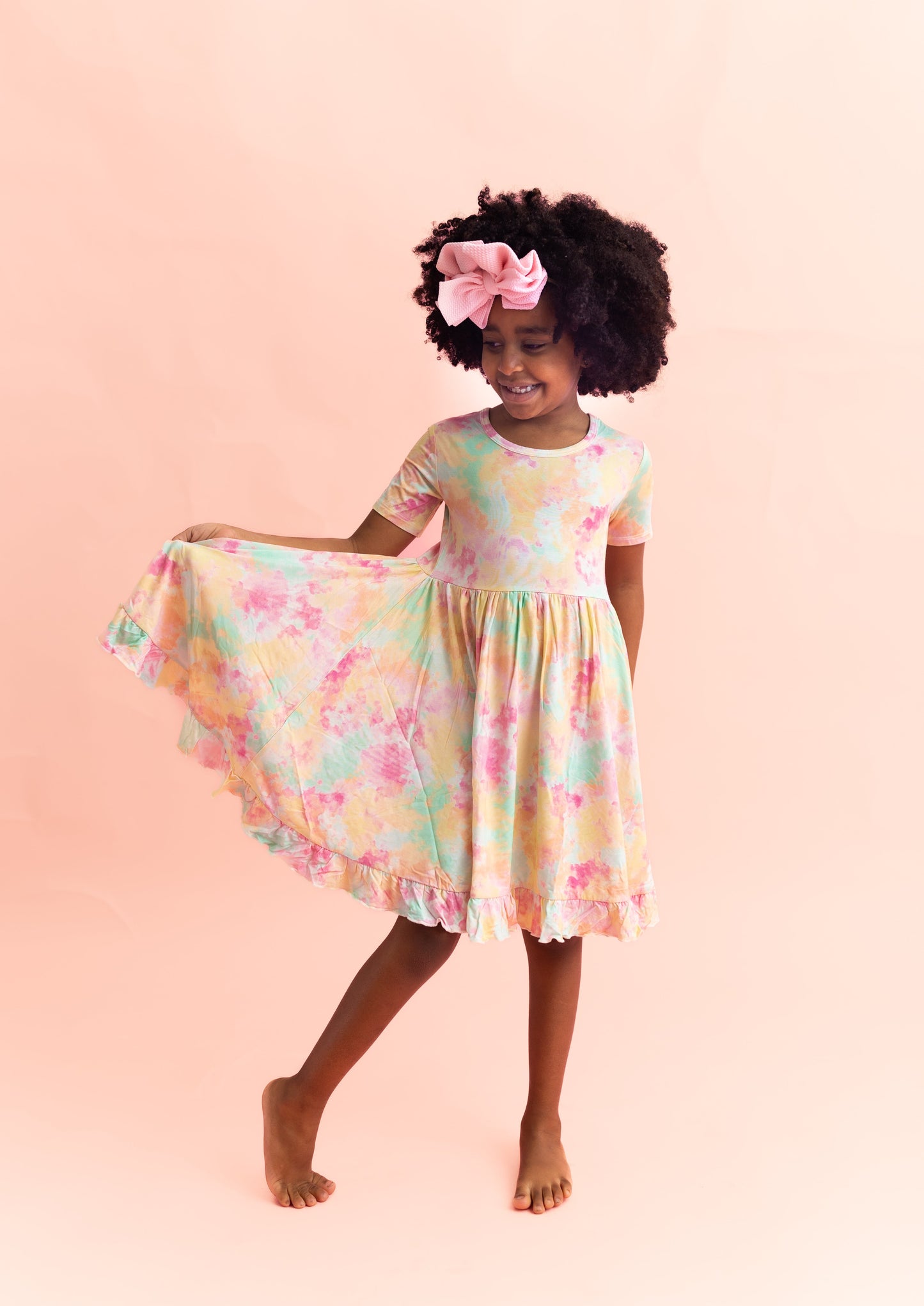 RAINBOW CLOUDS DREAM RUFFLE DRESS