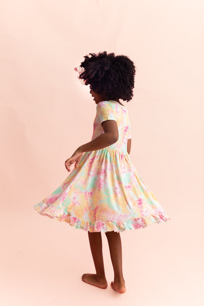 RAINBOW CLOUDS DREAM RUFFLE DRESS