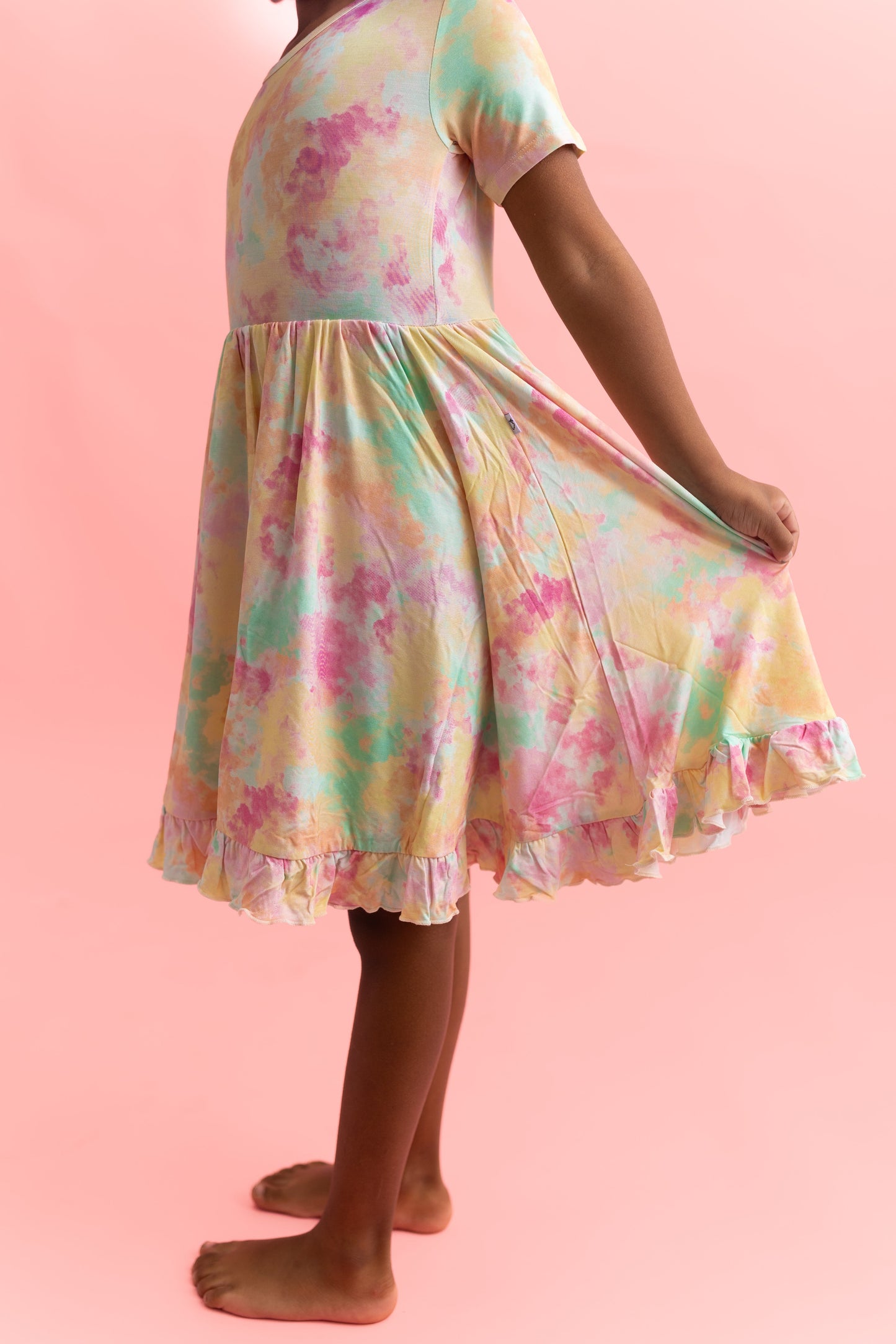 RAINBOW CLOUDS DREAM RUFFLE DRESS