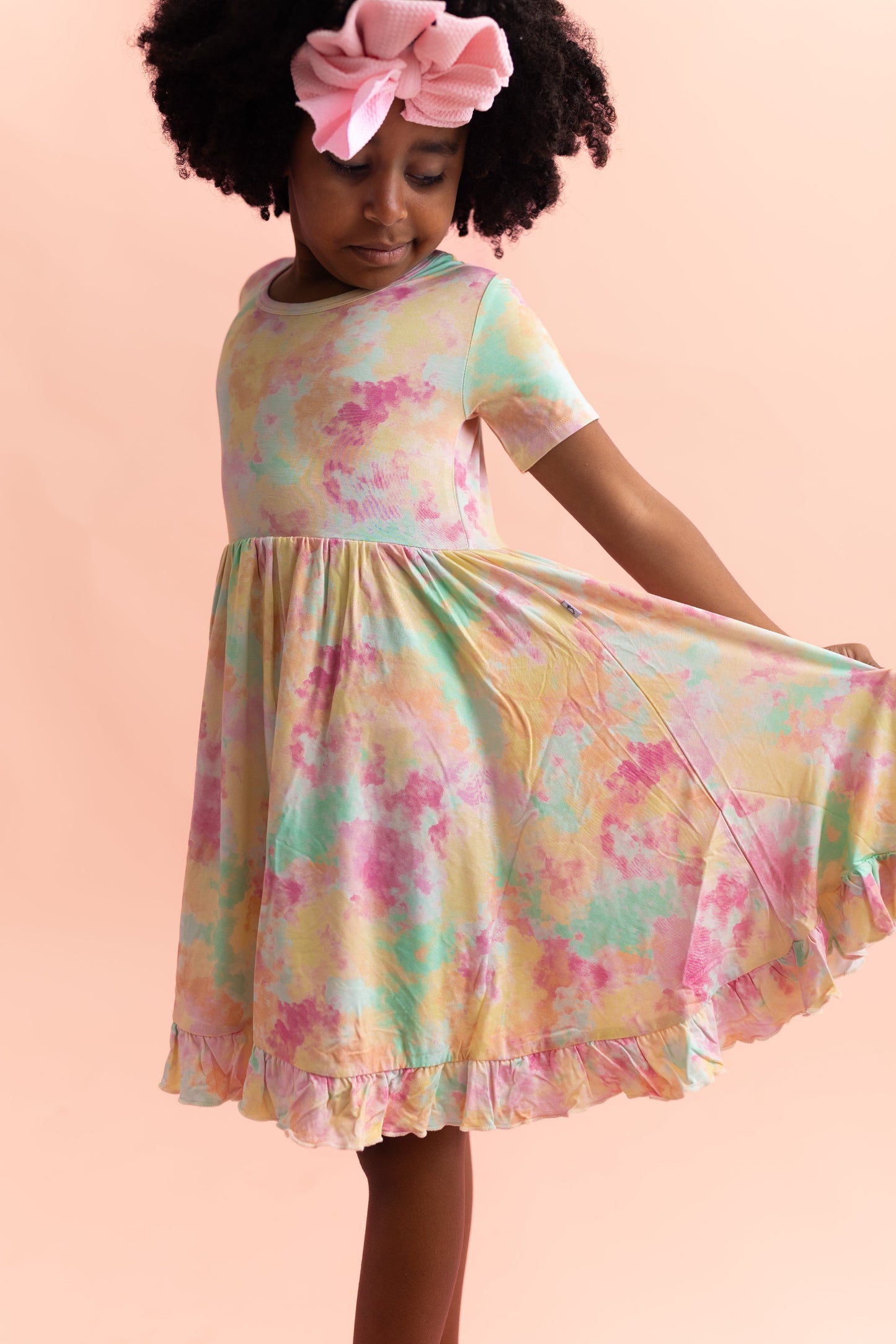 RAINBOW CLOUDS DREAM RUFFLE DRESS