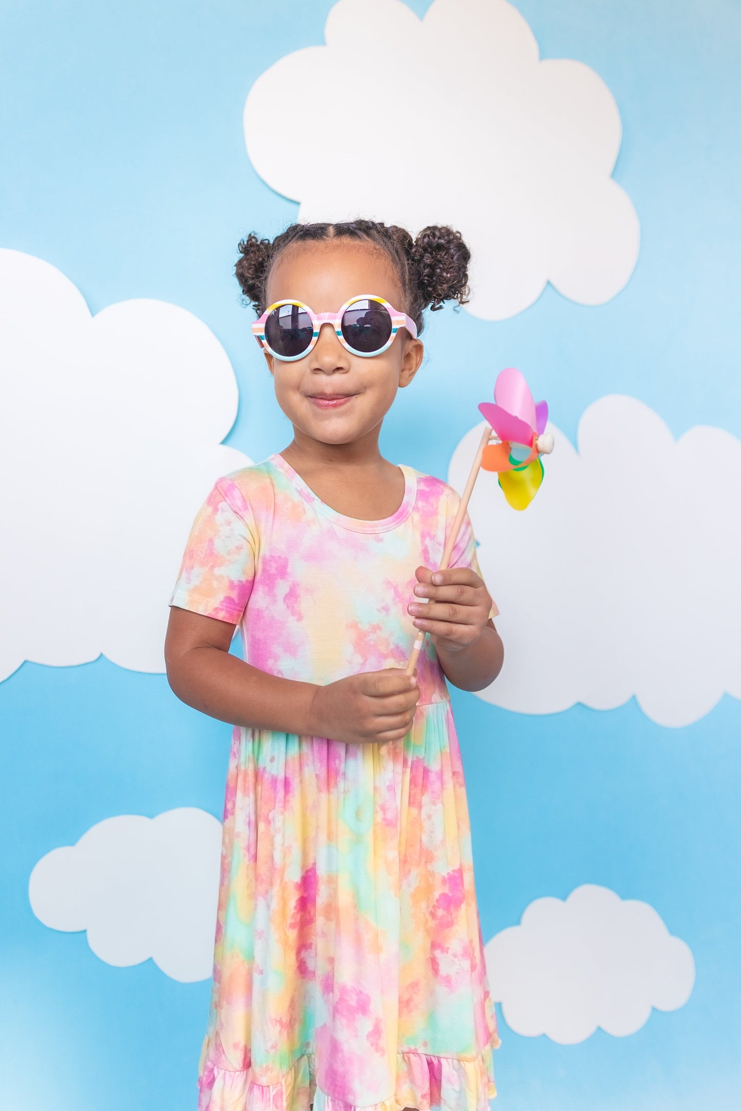 RAINBOW CLOUDS DREAM RUFFLE DRESS