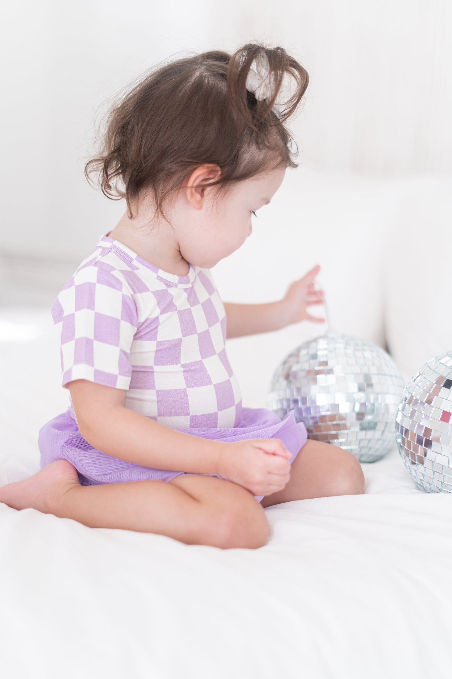 PERIWINKLE CHECKERS DREAM TUTU BODYSUIT DRESS