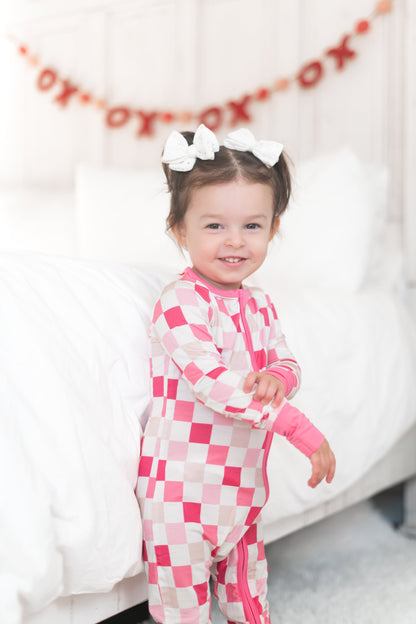 DREAMY PINK CHECKERS DREAM ROMPER