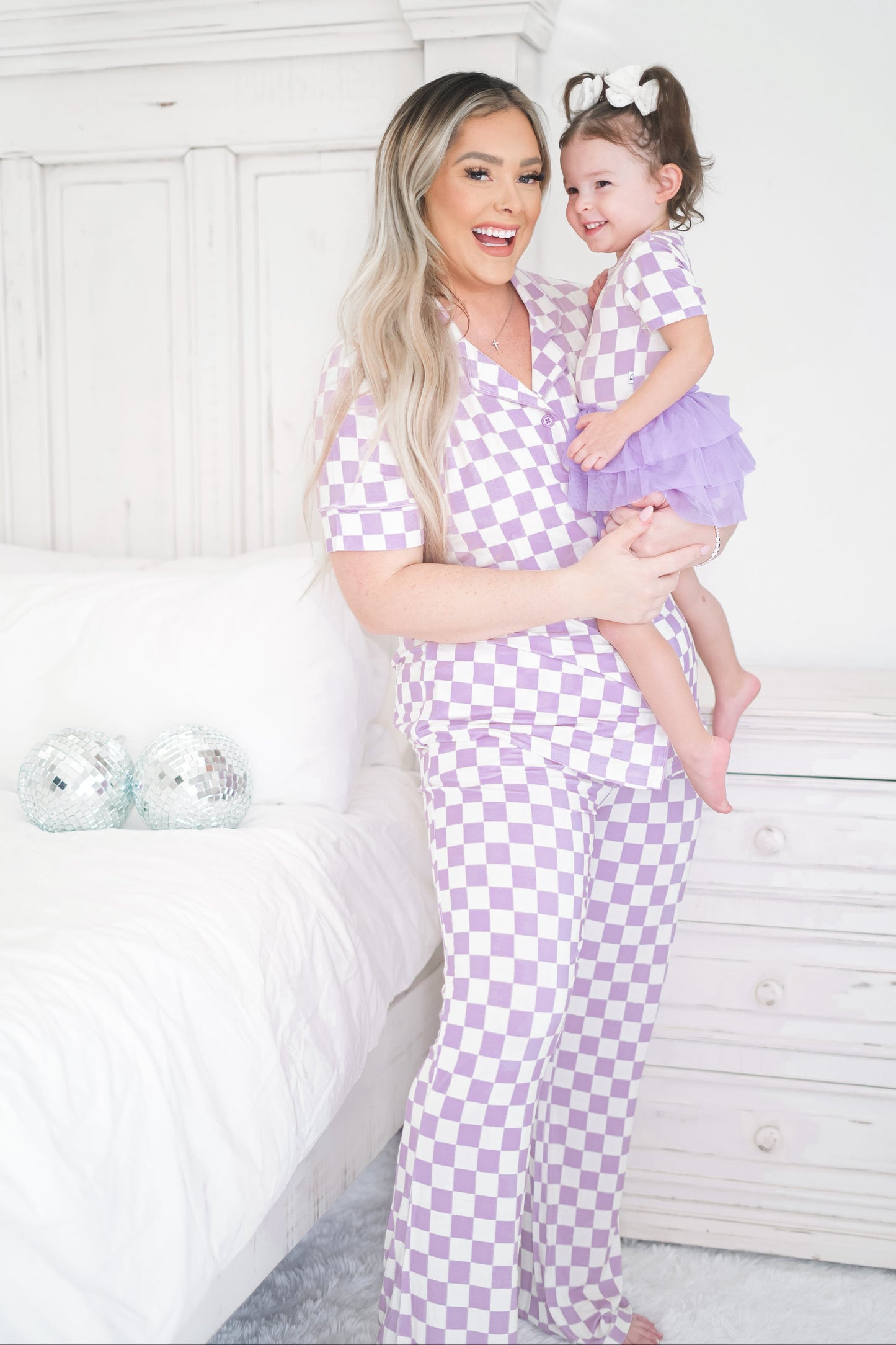 PERIWINKLE CHECKERS WOMEN'S RELAXED FLARE DREAM SET