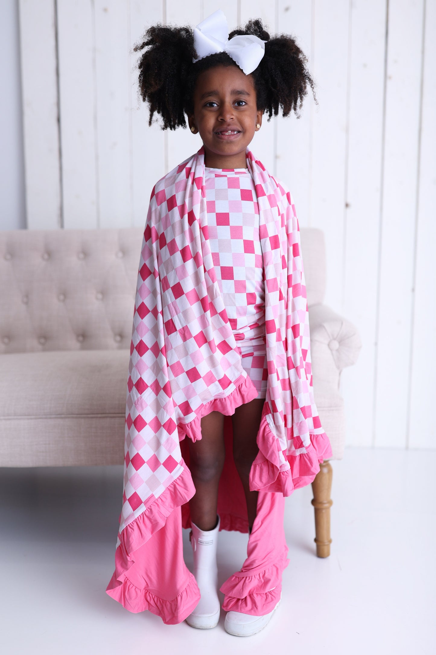 DREAMY PINK CHECKERS DREAM SHORT SET