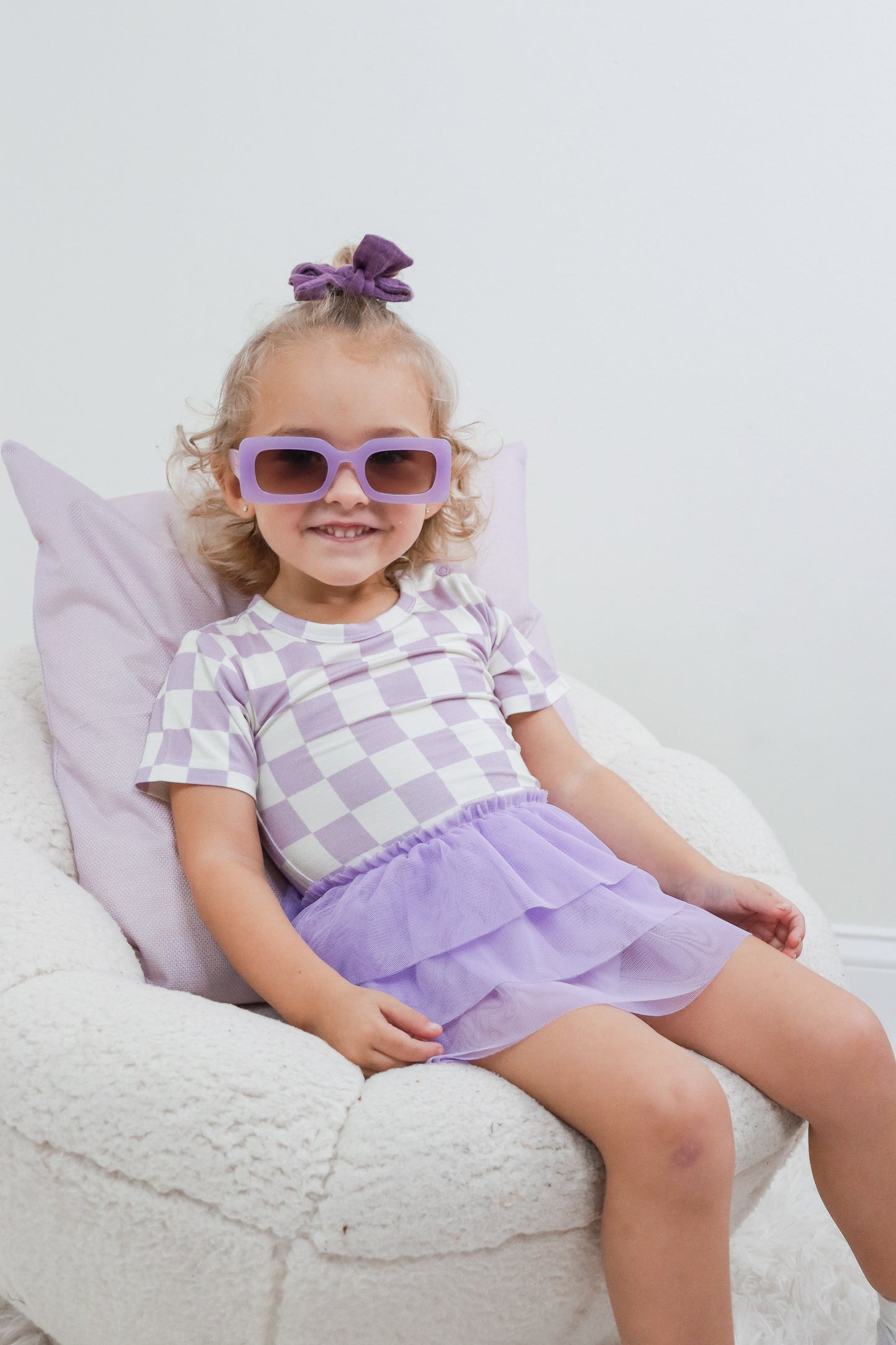 PERIWINKLE CHECKERS DREAM TUTU BODYSUIT DRESS