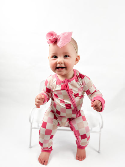 DREAMY PINK CHECKERS DREAM ROMPER