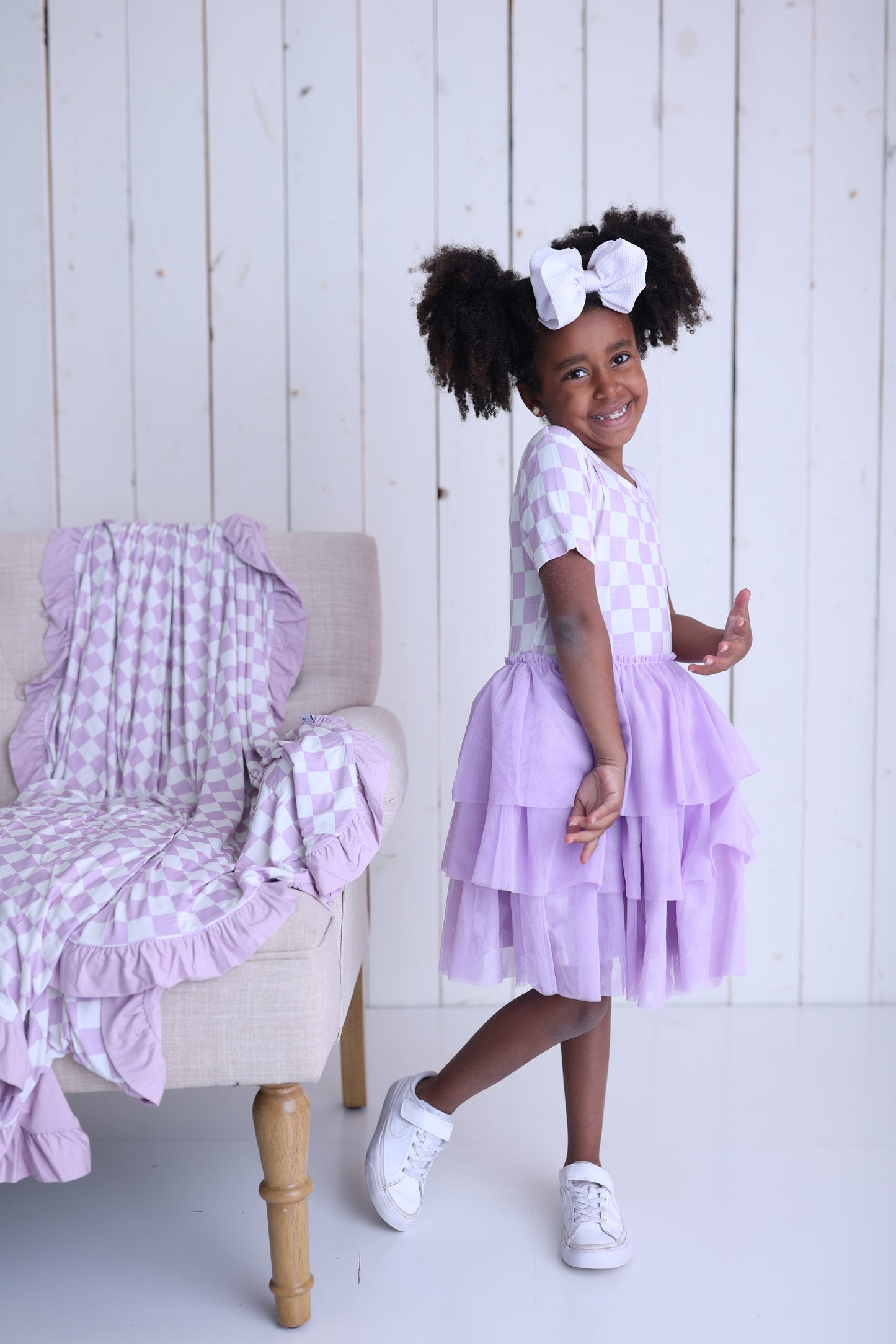 PERIWINKLE CHECKERS DREAM TUTU DRESS