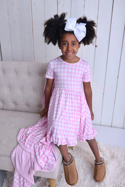 TAFFY PINK GINGHAM DREAM RUFFLE DRESS