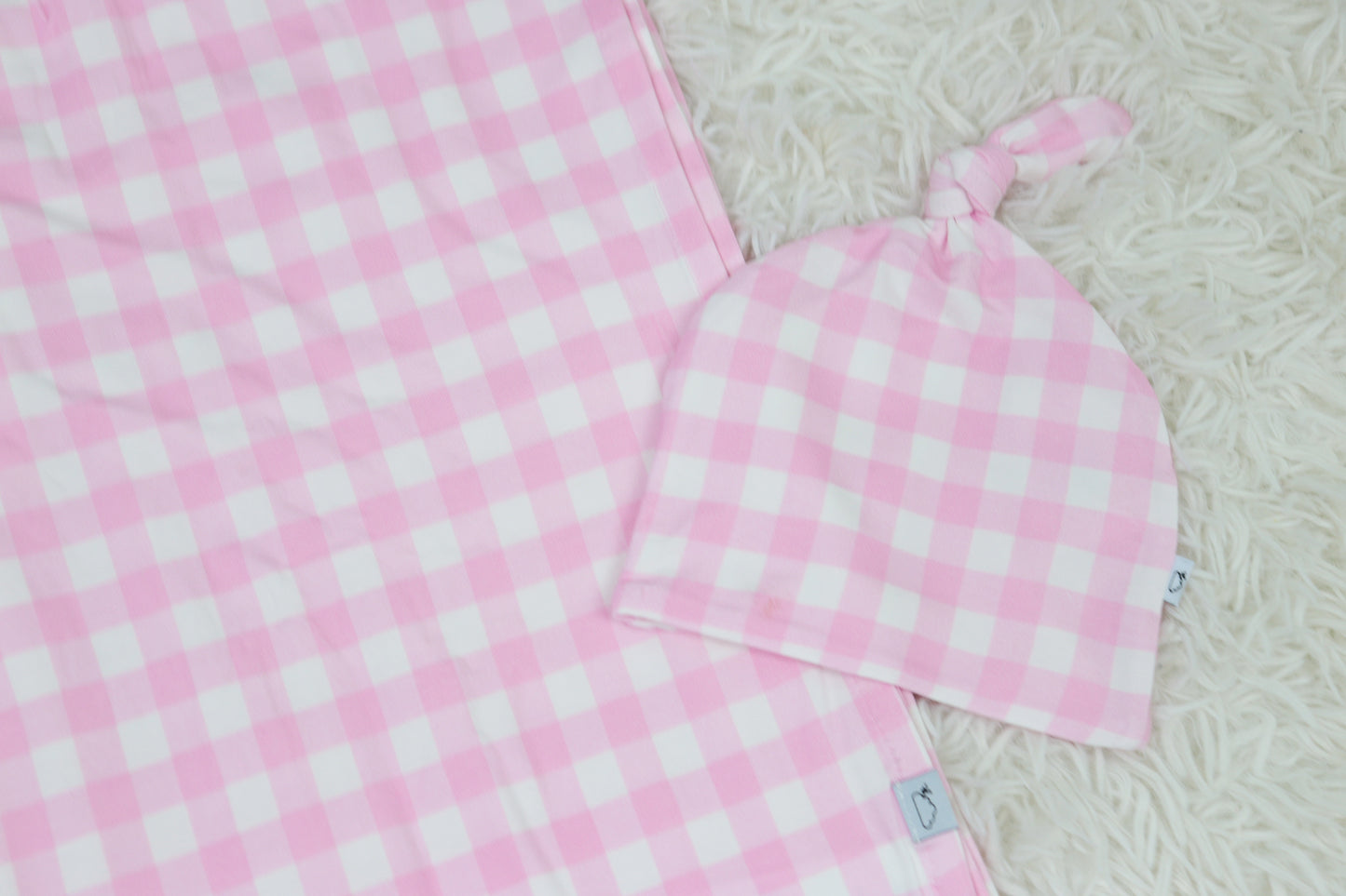 TAFFY PINK GINGHAM DREAM SWADDLE & BEANIE