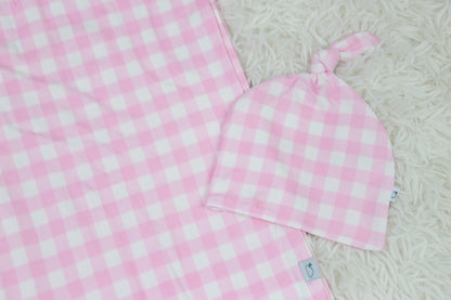 TAFFY PINK GINGHAM DREAM SWADDLE & BEANIE