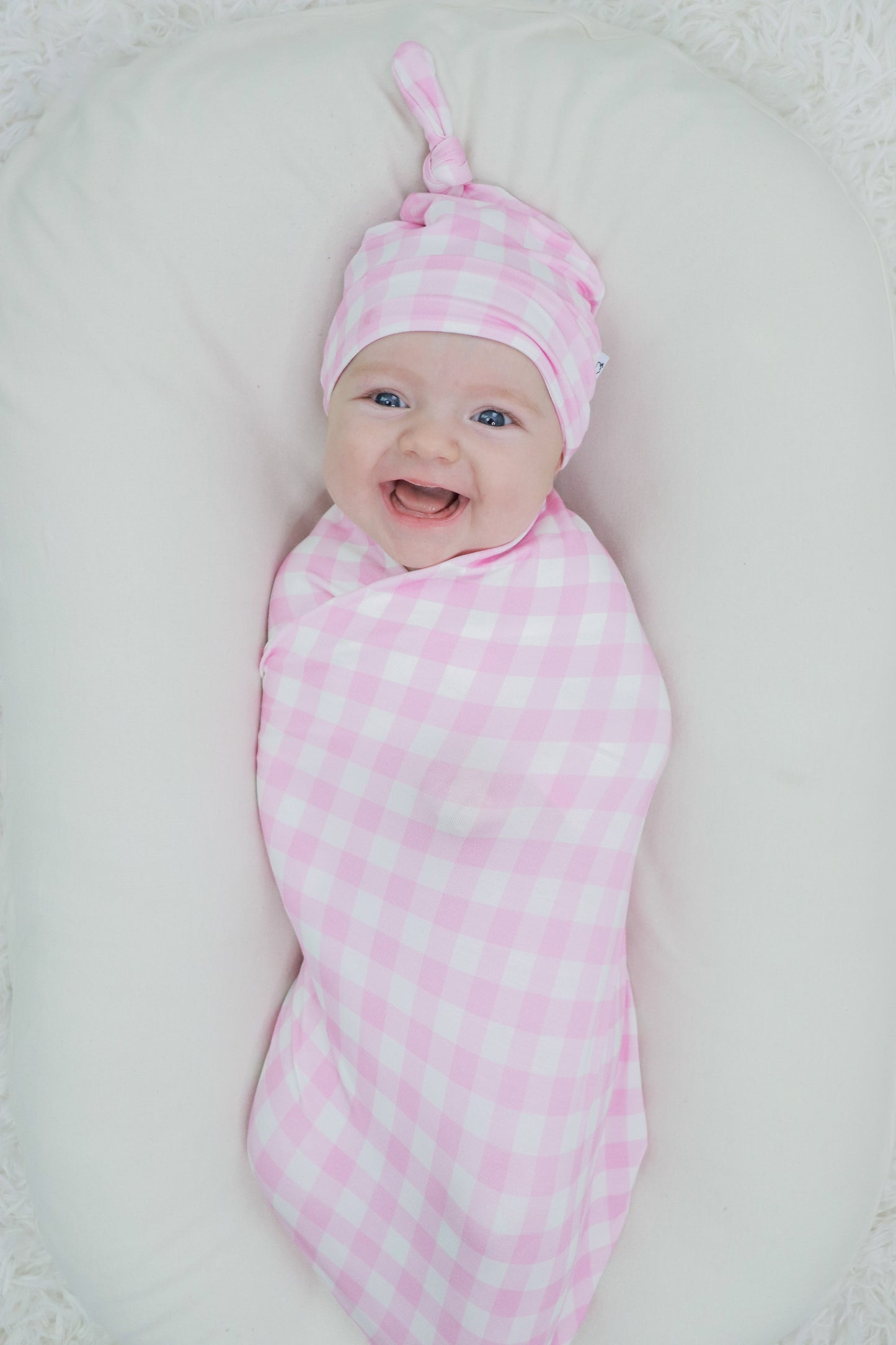 TAFFY PINK GINGHAM DREAM SWADDLE & BEANIE