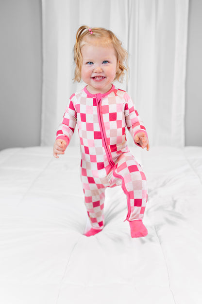 DREAMY PINK CHECKERS DREAM ROMPER