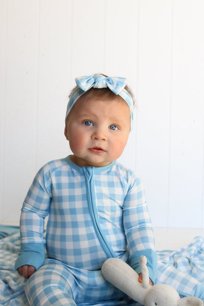 SKY BLUE GINGHAM DREAM ROMPER