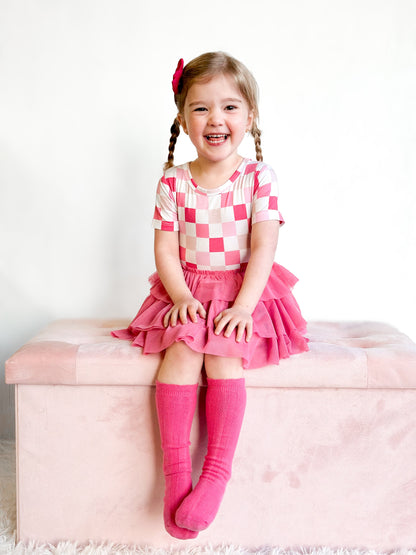 DREAMY PINK CHECKERS DREAM TUTU DRESS