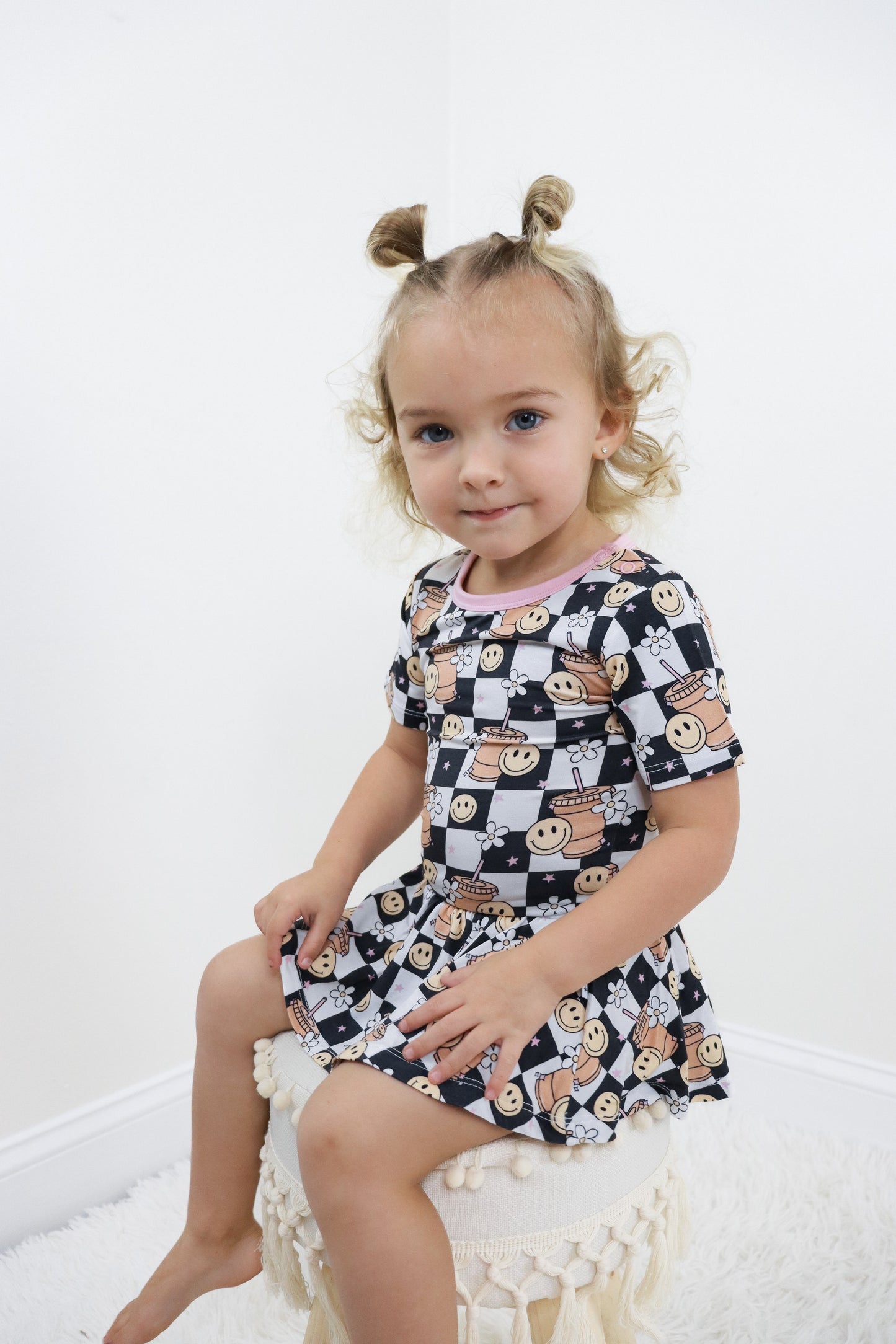 SMILEY CUP OF CHECKERS DREAM BODYSUIT DRESS