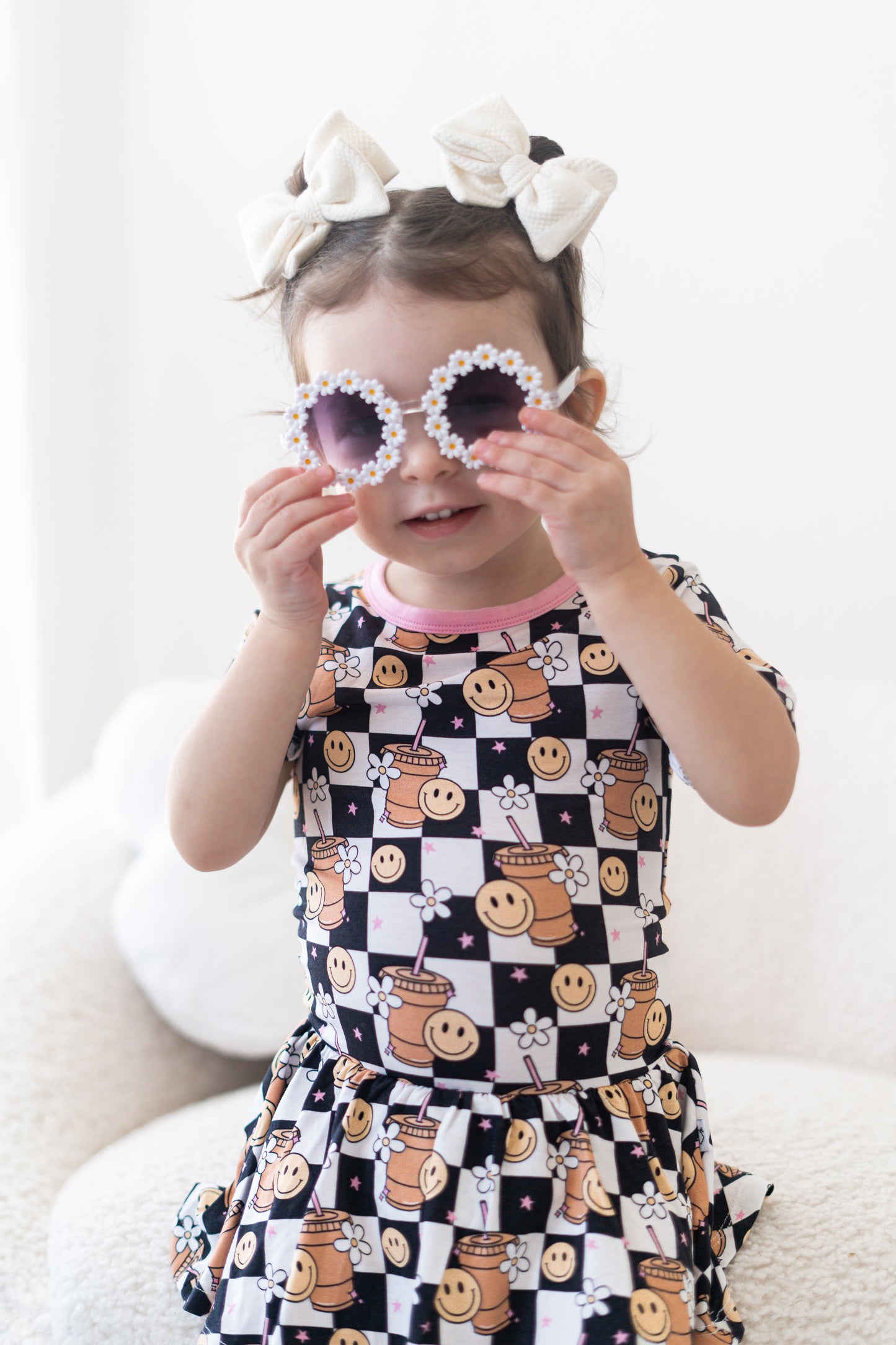 SMILEY CUP OF CHECKERS DREAM BODYSUIT DRESS