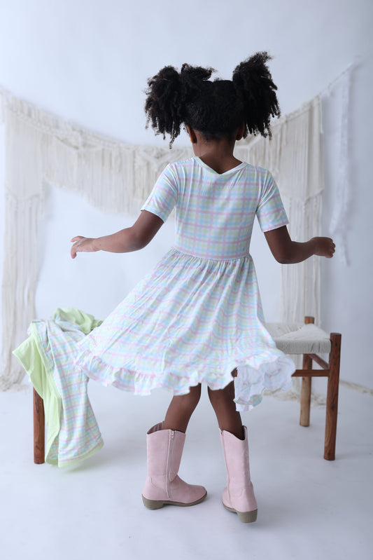 SPRING GINGHAM DREAM RUFFLE DRESS