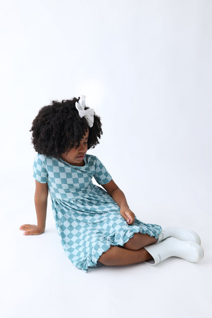 STORMY CHECKERS DREAM RUFFLE DRESS