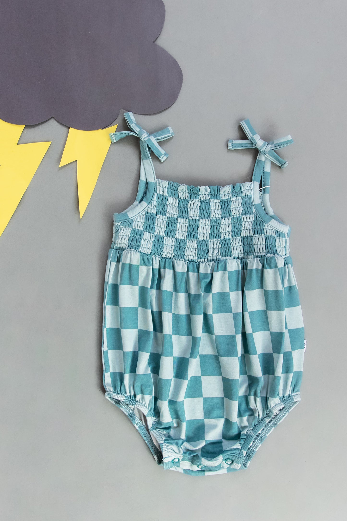 STORMY CHECKERS DREAM BUBBLE ROMPER