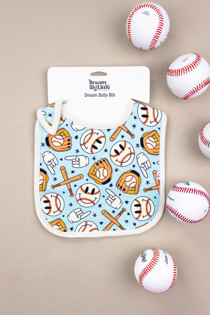 BASEBALL SMILEY DREAM BABY BIB