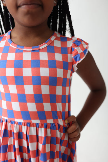 RED, WHITE & TRUMAN DREAM RUFFLE DRESS