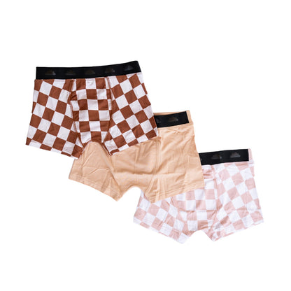 TAN CHECKERS DREAM BOY'S BOXER BRIEF SET