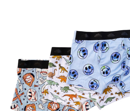 BASEBALL, SMILEY, DINO DREAM BOY'S BOXER BRIEF SET