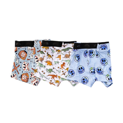 BASEBALL, SMILEY, DINO DREAM BOY'S BOXER BRIEF SET