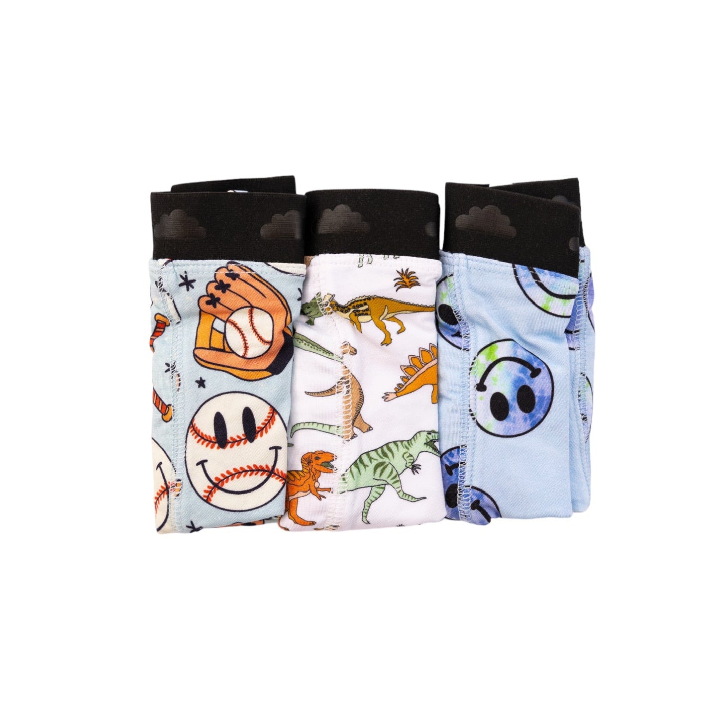 BASEBALL, SMILEY, DINO DREAM BOY'S BOXER BRIEF SET