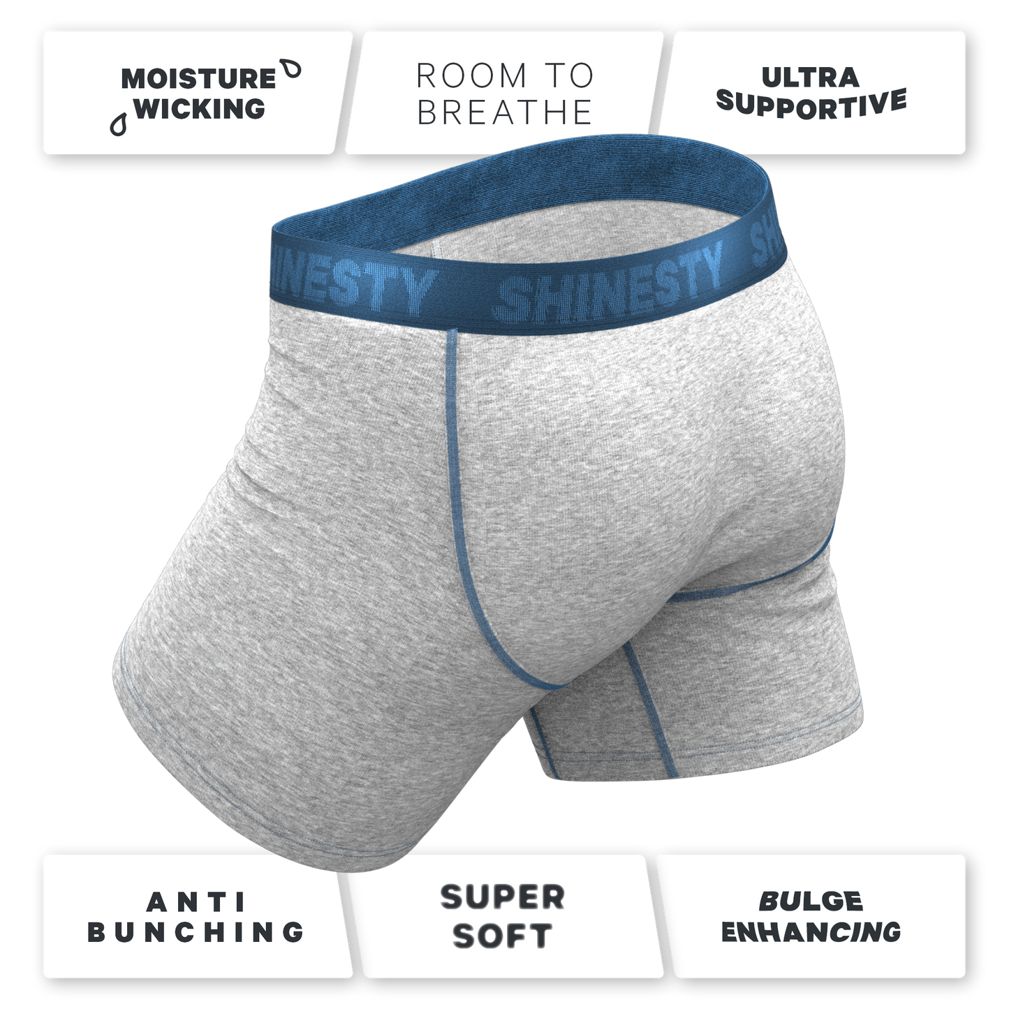 The Physical Education | Heather Grey and Blue Ball Hammock® Pouch Underwear With Fly