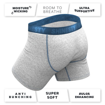 The Physical Education | Heather Grey and Blue Ball Hammock® Pouch Underwear With Fly