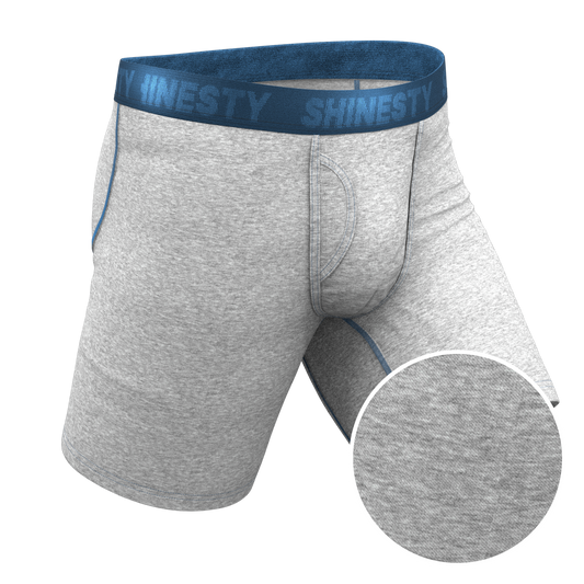 The Physical Education | Heather Grey and Blue Long Leg Ball Hammock® Pouch Underwear With Fly