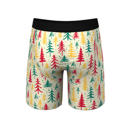 The Pine Tree Playboy | Retro Christmas Trees Long Leg Ball Hammock® Pouch Underwear With Fly