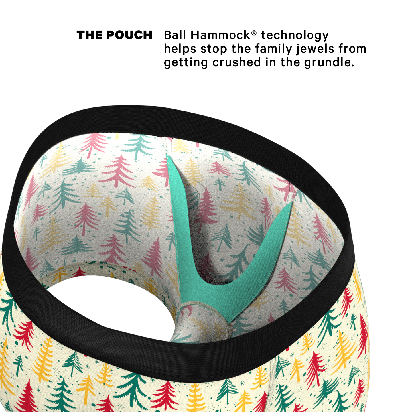 The Pine Tree Playboy | Retro Christmas Trees Ball Hammock® Pouch Trunks Underwear