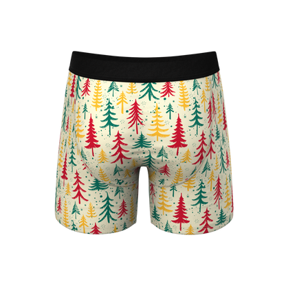 The Pine Tree Playboy | Retro Christmas Trees Ball Hammock® Pouch Underwear With Fly