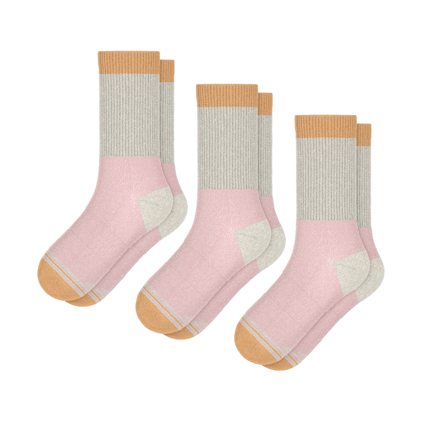 The Pinky Toes | Orange Pink Tri Color Heel Hammock™ Crew Socks 3 Pack