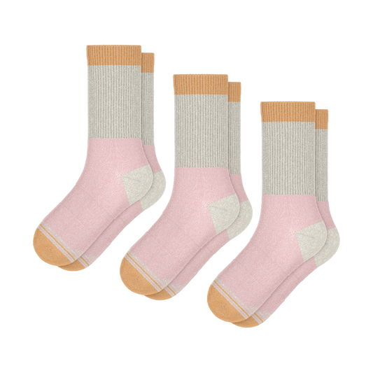 The Pinky Toes | Orange Pink Tri Color Heel Hammock™ Crew Socks 3 Pack