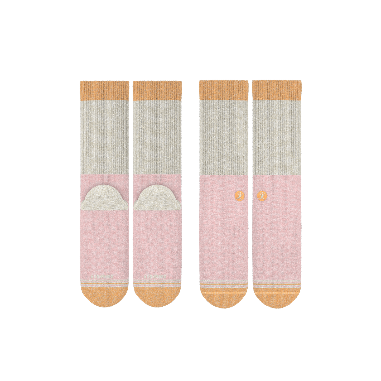 The Pinky Toes | Orange Pink Tri Color Heel Hammock™ Crew Socks 3 Pack