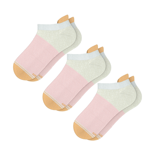 The Pinky Toes | Orange Pink Tri Color Heel Hammock™ Ankle Socks 3 Pack