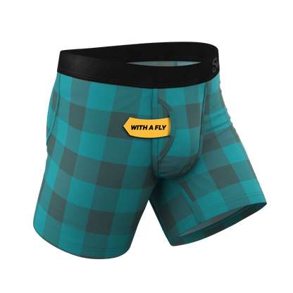 The Plaid And Simple | Green Buffalo Check Ball Hammock® Pouch Underwear With Fly