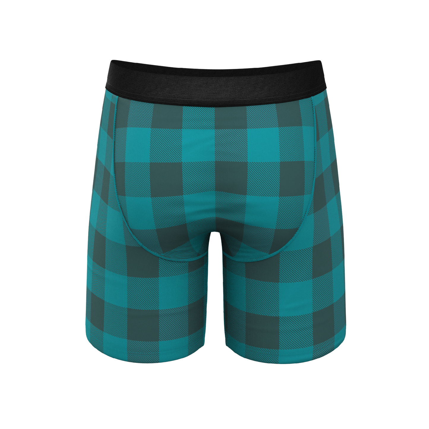 The Plaid And Simple | Green Buffalo Check Long Leg Ball Hammock® Pouch Boxers With Fly