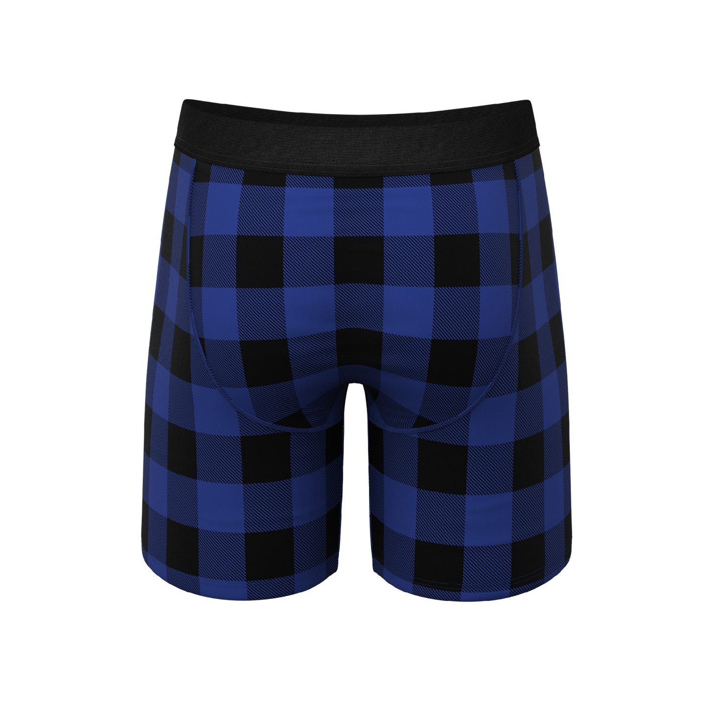 The Precious Plums | Blue Plaid Long Leg Ball Hammock® Pouch Underwear With Fly