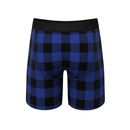 The Precious Plums | Blue Plaid Long Leg Ball Hammock® Pouch Underwear With Fly