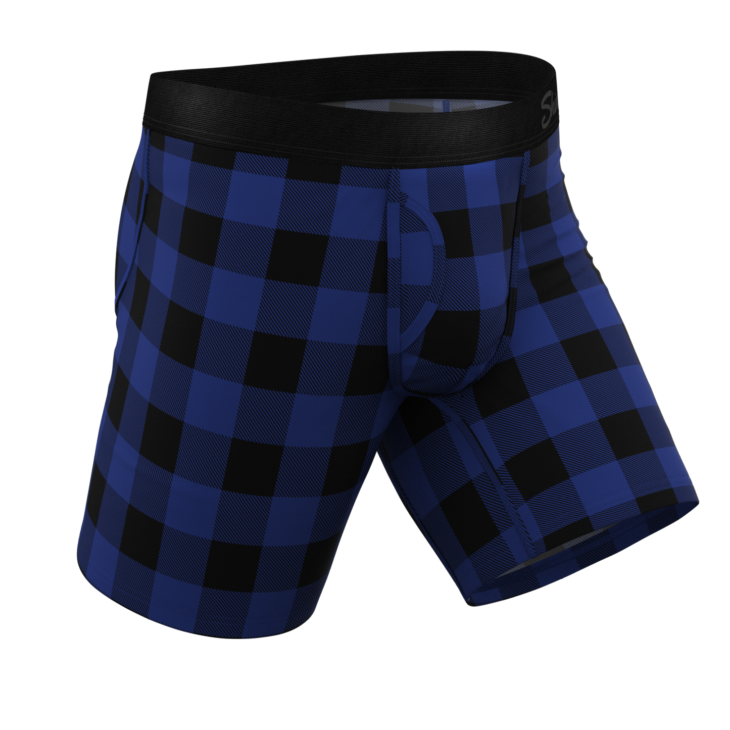 The Precious Plums | Blue Plaid Long Leg Ball Hammock® Pouch Underwear With Fly