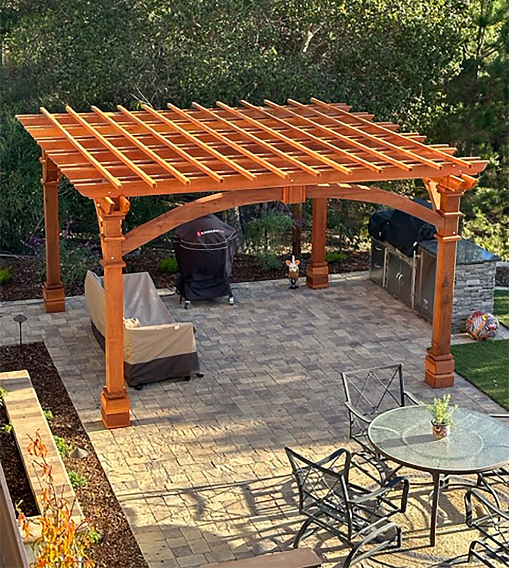 Outdoor Pacific Redwood Double Beam Premium Pergola