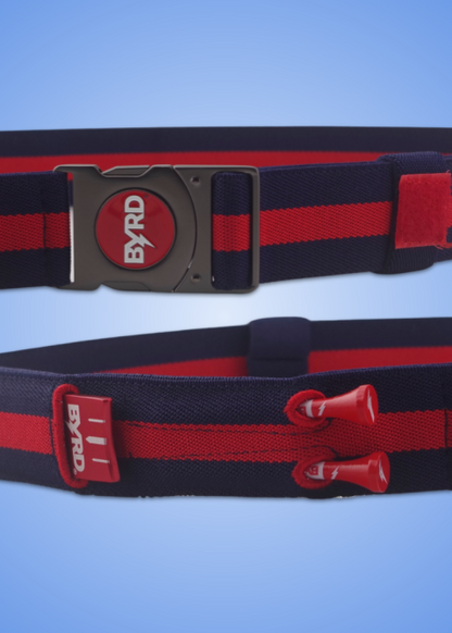 THE BYRD GOLF BELT ✶ Blue / Red Stripe