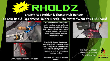 RHoldz-Aluminum Shanty Rod Holder BUY 4 GET 1 FREE HUB HANGER! 5 Colors! Made in MI!